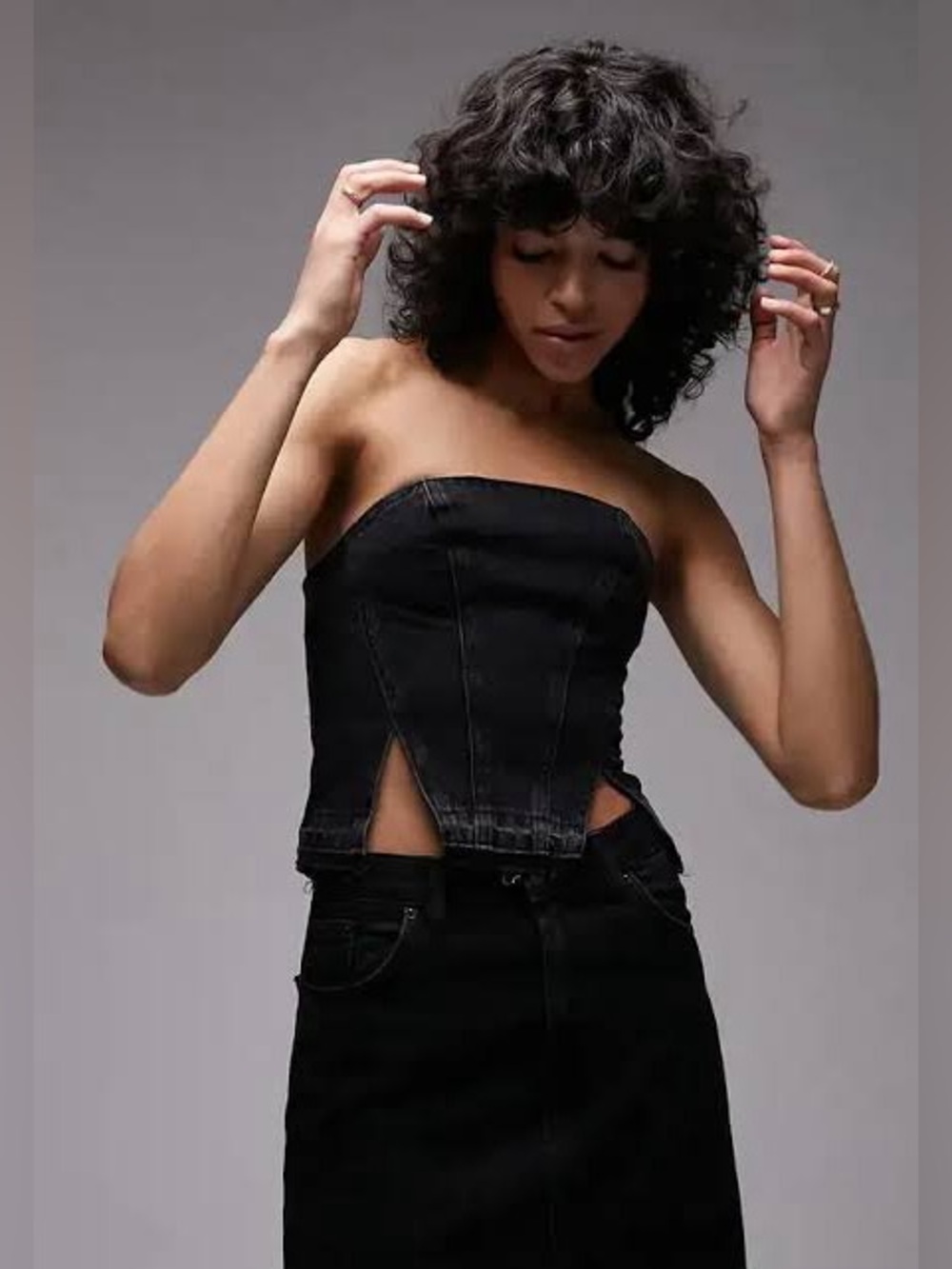 TOPSHOP || Black Women's Denim Corset Top